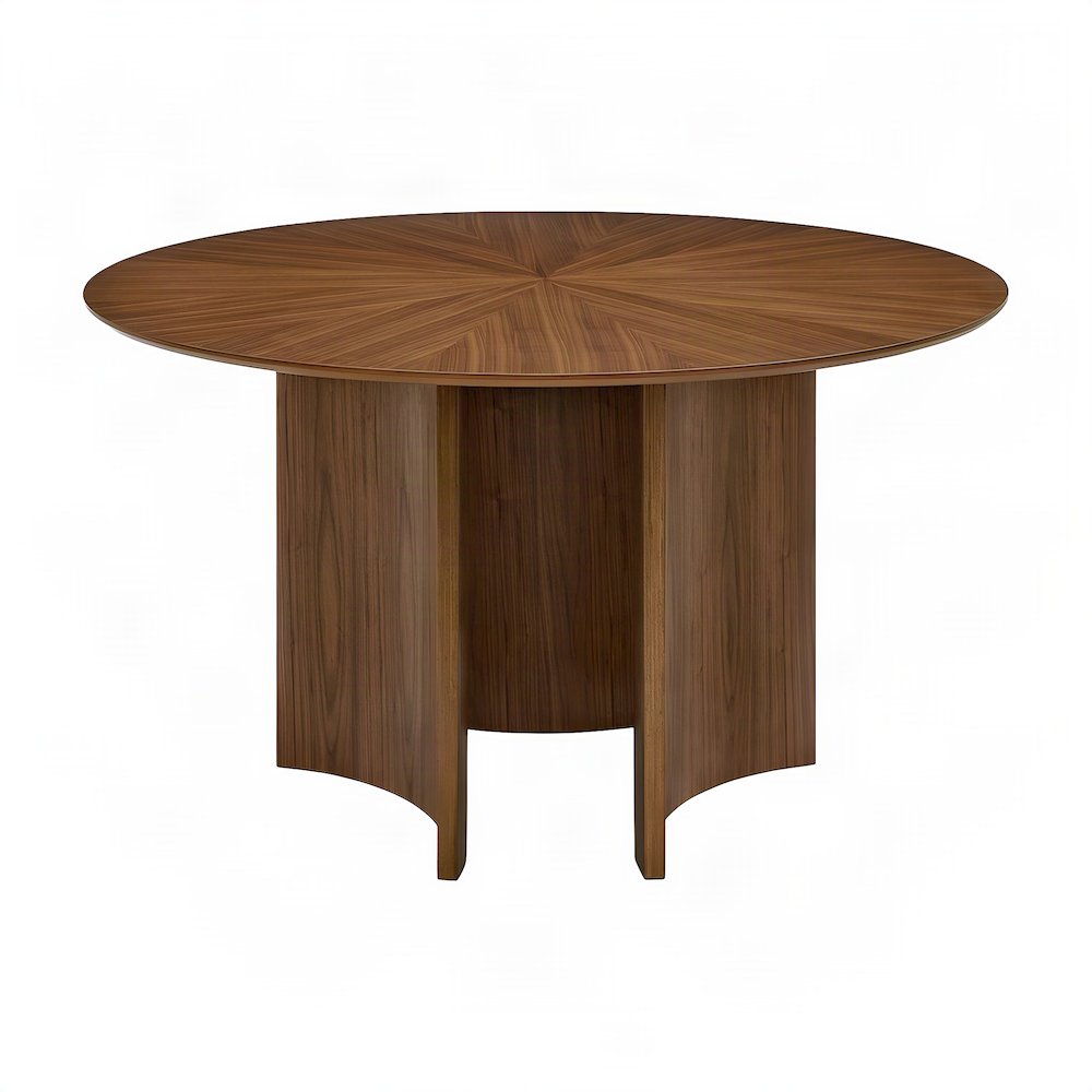 Round Wood Dining Table with Mid-Century Modern Legs, Kitchen Table, Walnut
