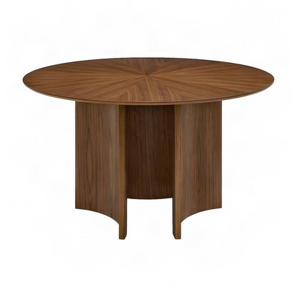 Round Wood Dining Table with Mid-Century Modern Legs, Kitchen Table, Walnut