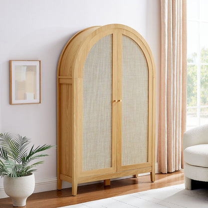Calista 63 Inch Arched Storage Cabinet With Folding Desk