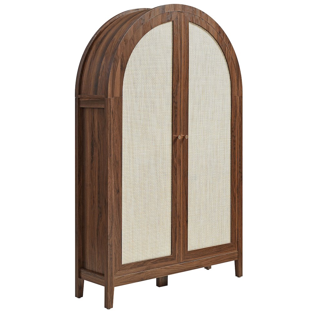 Calista 63 Inch Arched Storage Cabinet With Folding Desk