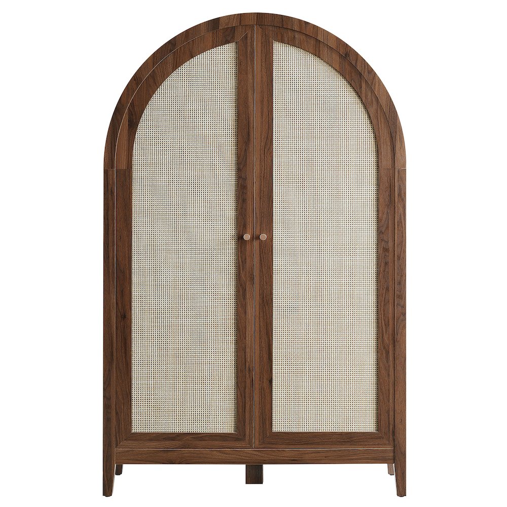 Calista 63 Inch Arched Storage Cabinet With Folding Desk