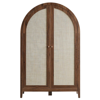 Calista 63 Inch Arched Storage Cabinet With Folding Desk