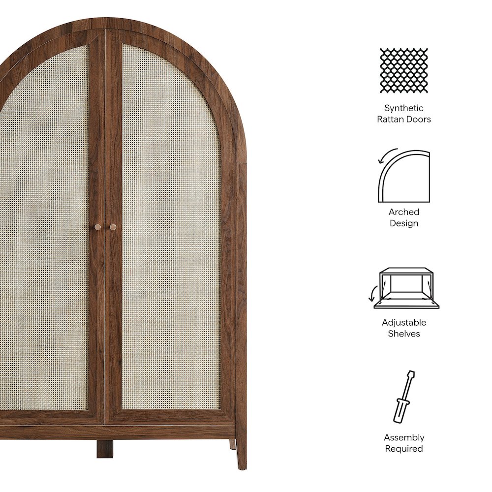 Calista 63 Inch Arched Storage Cabinet With Folding Desk
