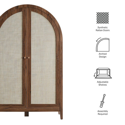 Calista 63 Inch Arched Storage Cabinet With Folding Desk