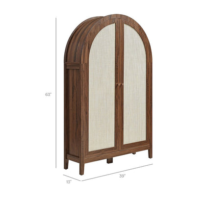 Calista 63 Inch Arched Storage Cabinet With Folding Desk