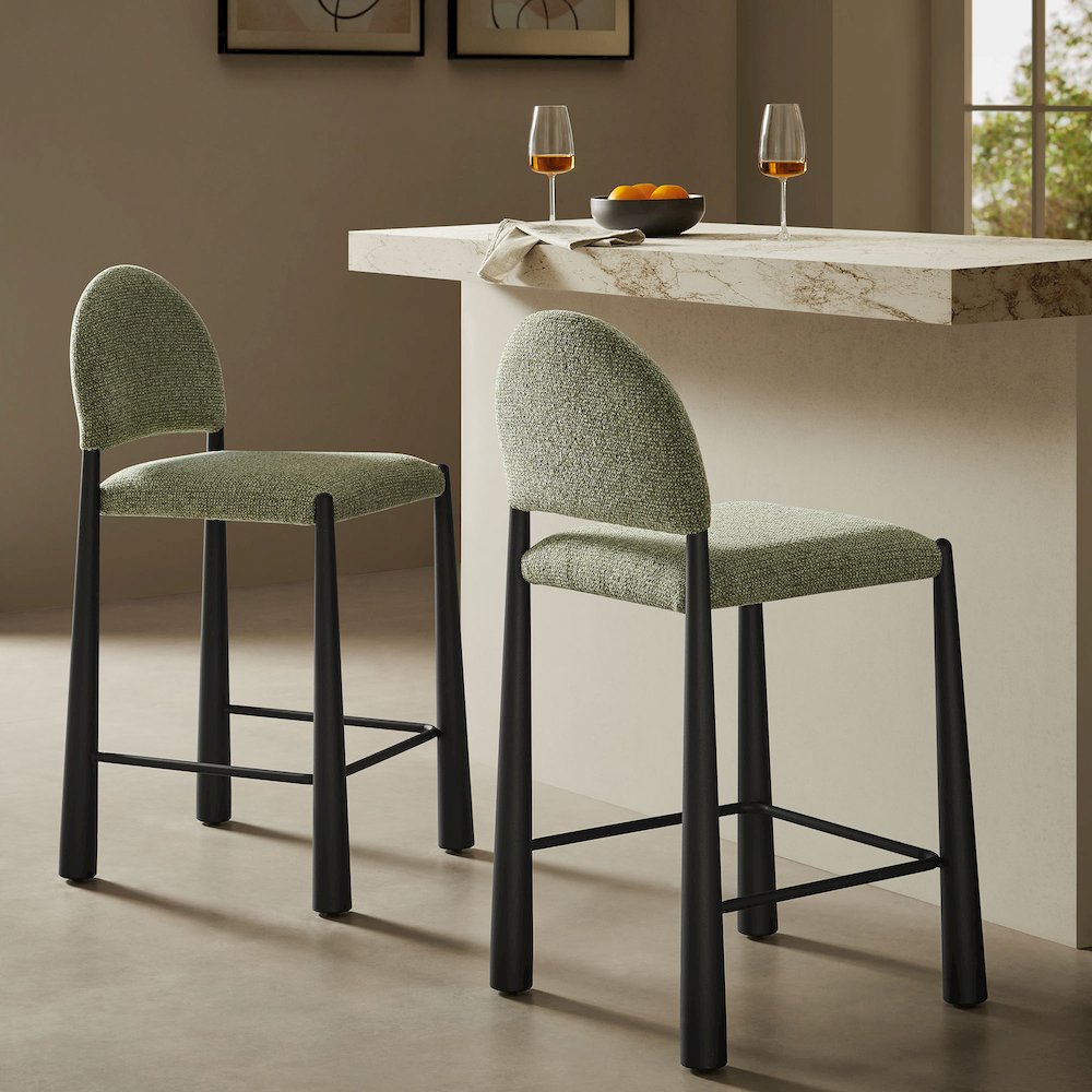 Hayley Upholstered Fabric Counter Stools Set of 2