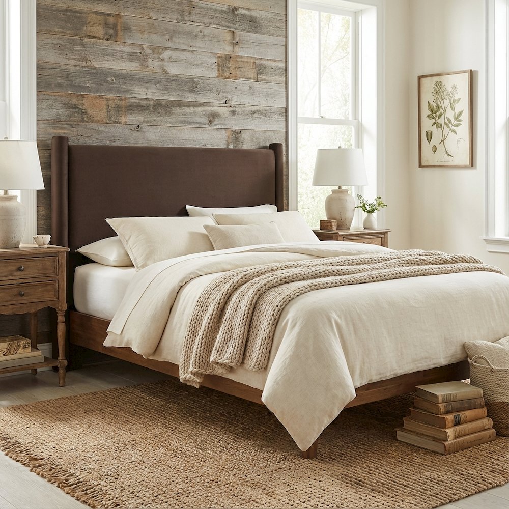 Velvet King Headboard in Soft Fabric, Plush Upholstery, Elegant Design