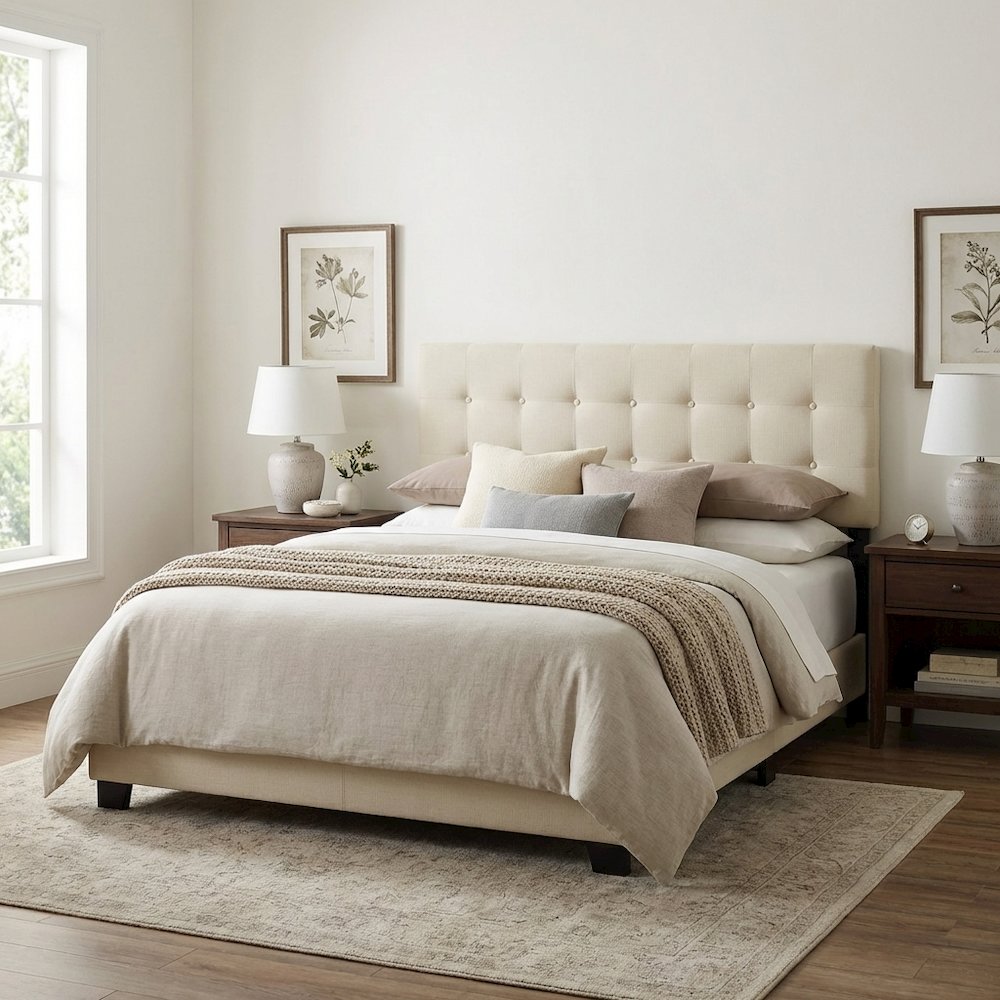 Upholstered Queen Headboard with Fabric Cover and Padded Design for Comfort