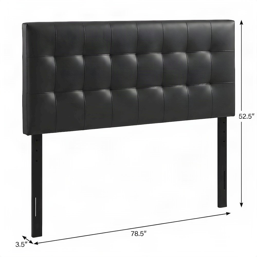 Vinyl Upholstered King Headboard Only with Faux Leather Texture, Black