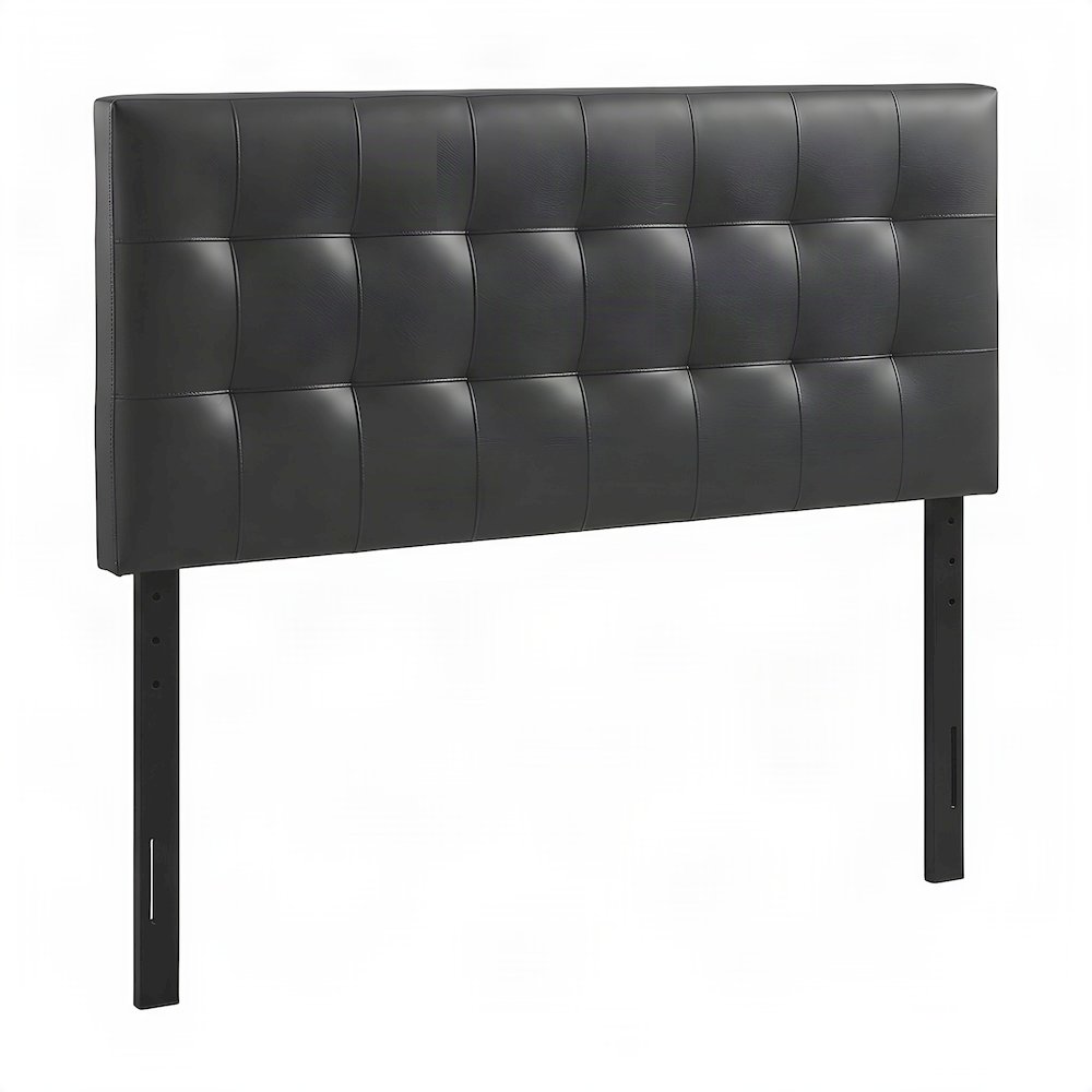 Vinyl Upholstered King Headboard Only with Faux Leather Texture, Black