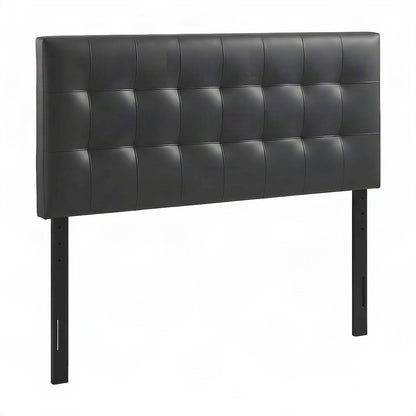 Vinyl Upholstered King Headboard Only with Faux Leather Texture, Black