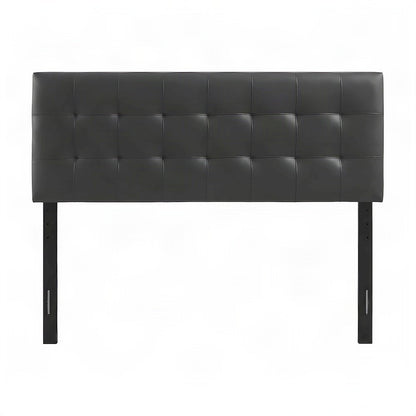 Vinyl Upholstered King Headboard Only with Faux Leather Texture, Black