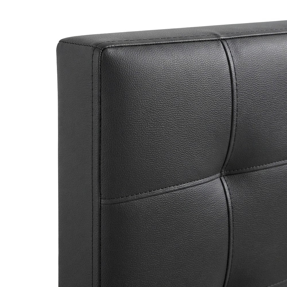 Vinyl Upholstered King Headboard Only with Faux Leather Texture, Black