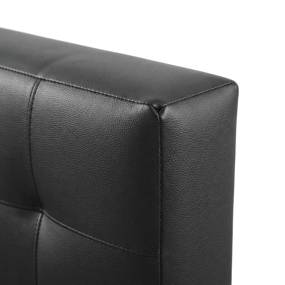 Vinyl Upholstered King Headboard Only with Faux Leather Texture, Black