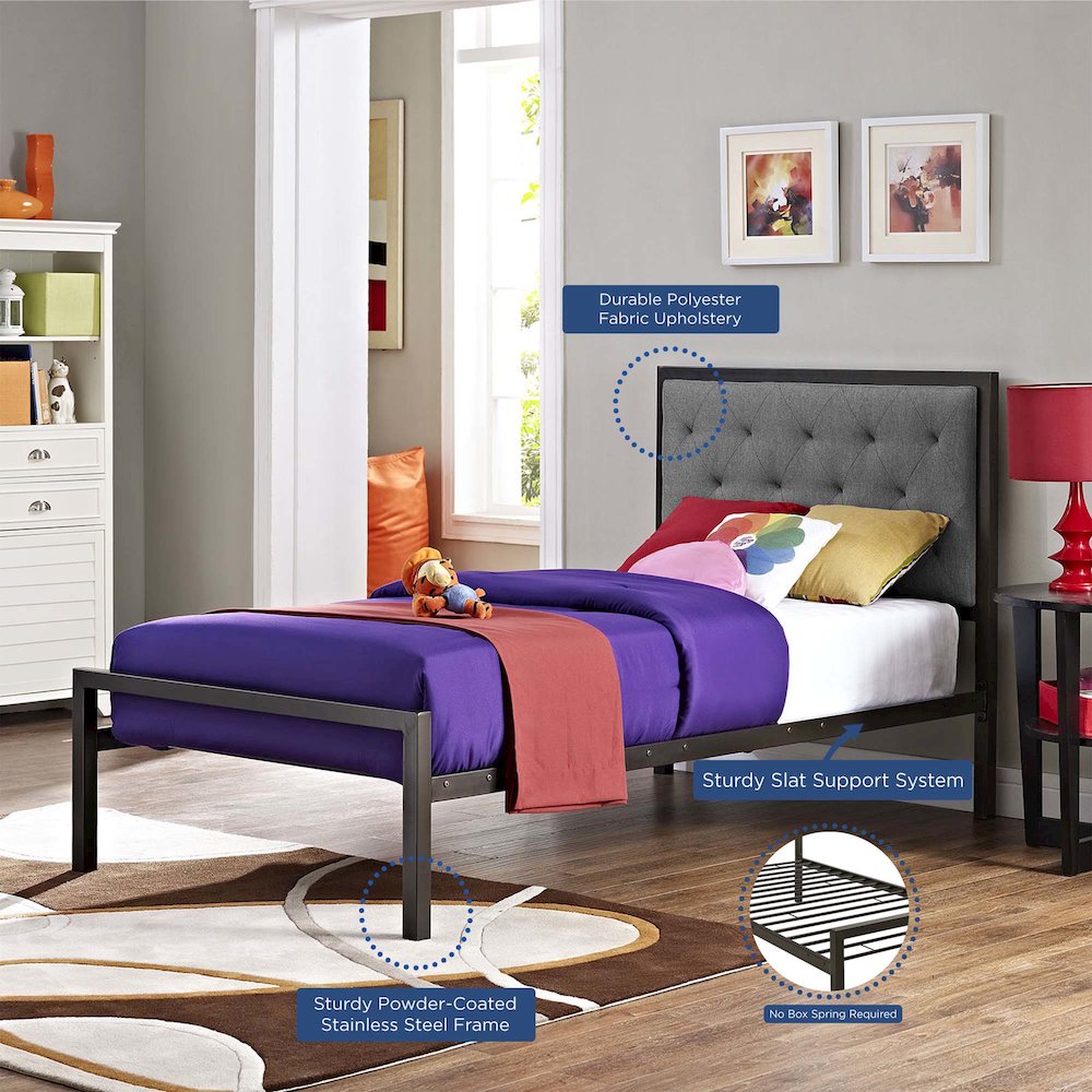 Mia Fabric Twin Bed