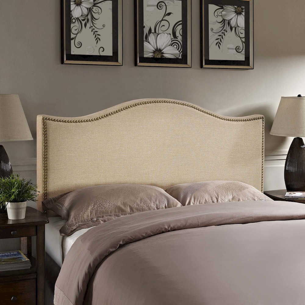 Curl Nailhead Upholstered Queen Headboard