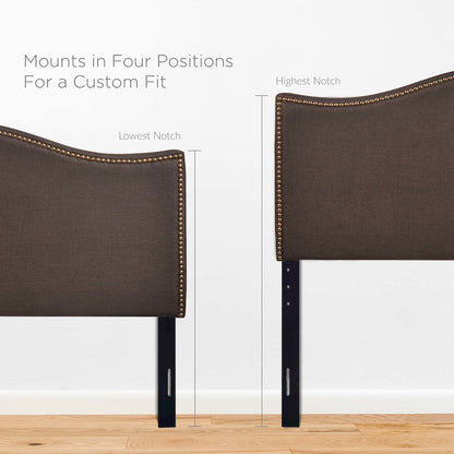 Curl Nailhead Upholstered Queen Headboard