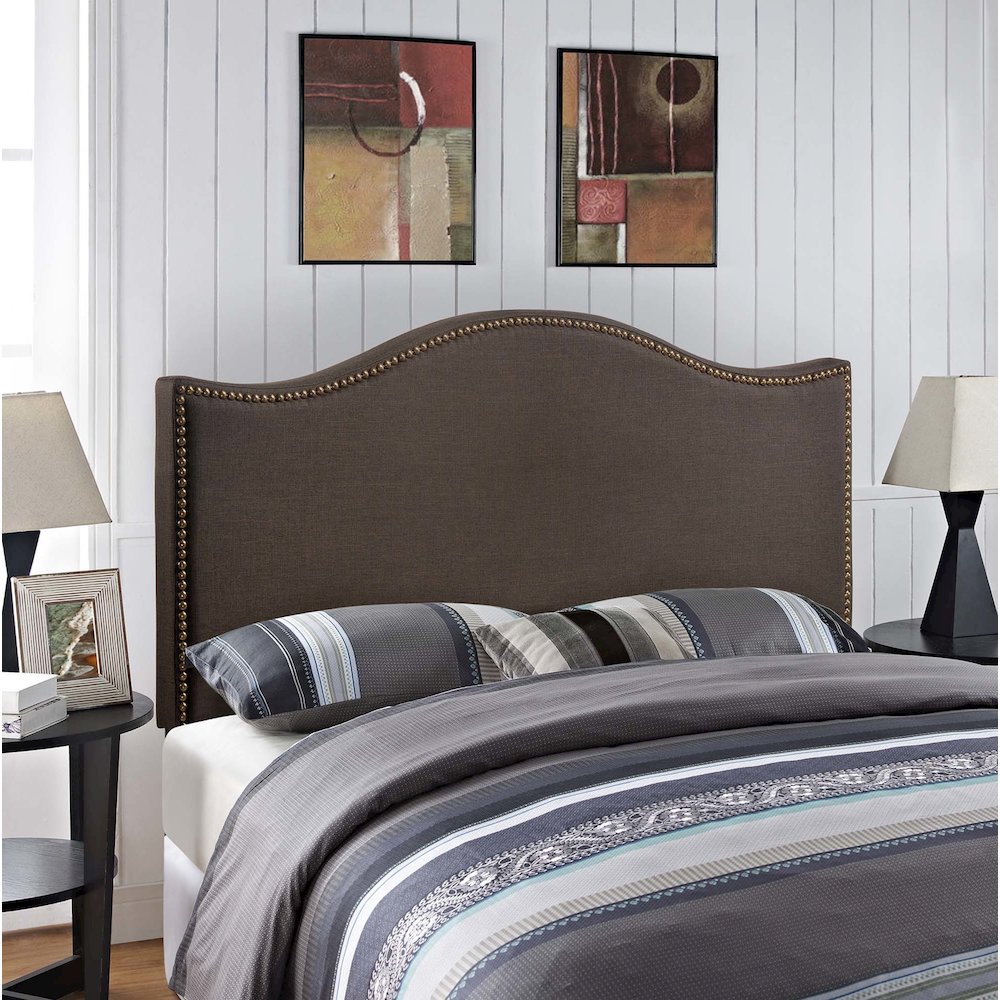 Curl Nailhead Upholstered Queen Headboard