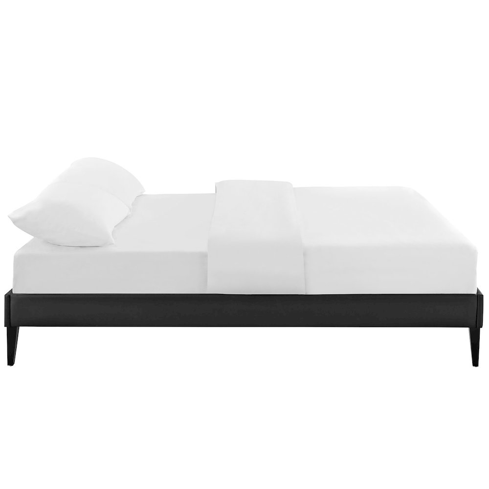 Sharon Vinyl Full Bed Frame with Squared Tapered Legs