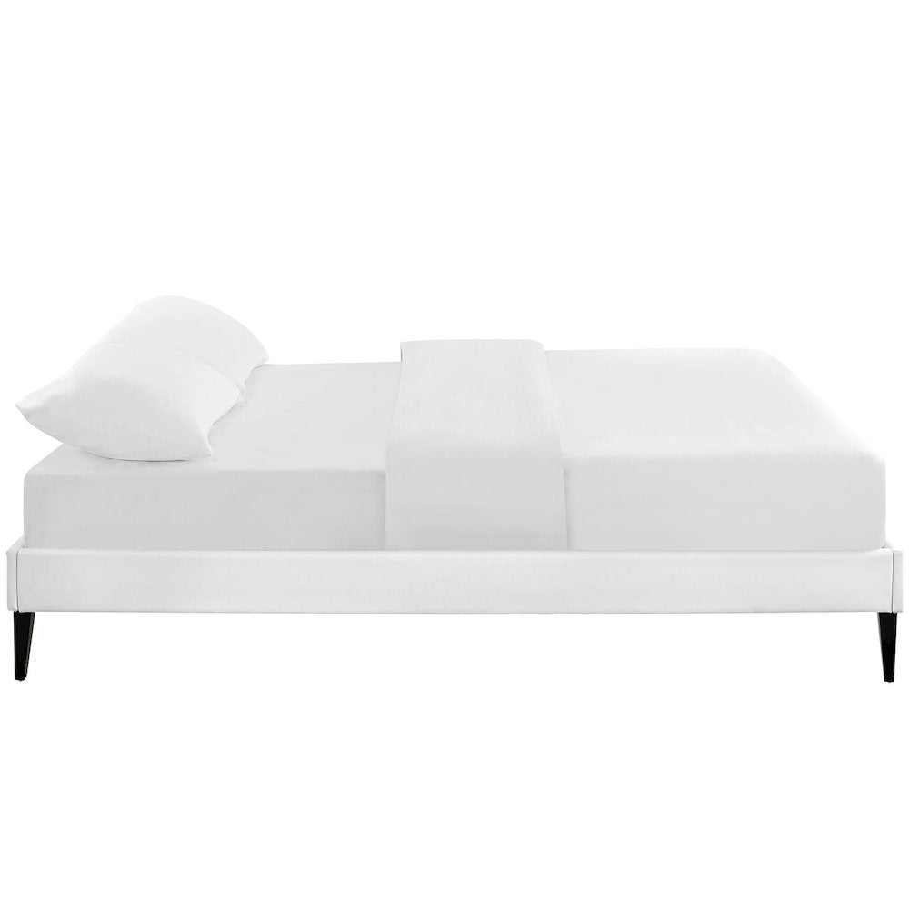 Sharon Vinyl Queen Bed Frame with Squared Tapered Legs