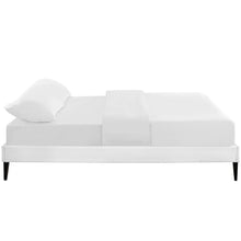 Sharon Vinyl Queen Bed Frame with Squared Tapered Legs
