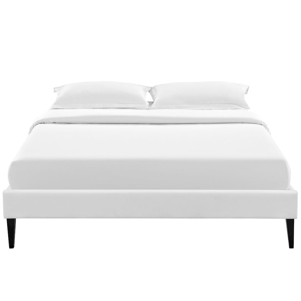Sharon Vinyl Queen Bed Frame with Squared Tapered Legs