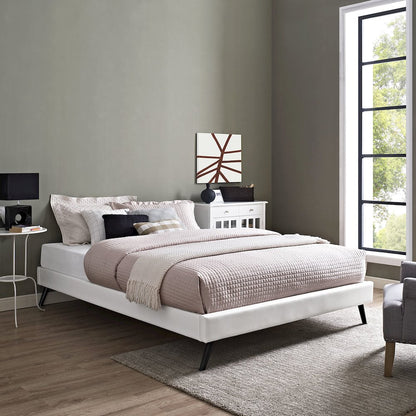 Helen Vinyl Full Bed Frame with Round Splayed Legs
