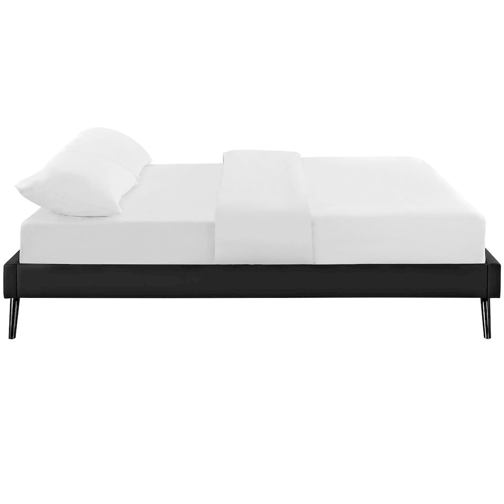 Helen Vinyl Queen Bed Frame with Round Splayed Legs