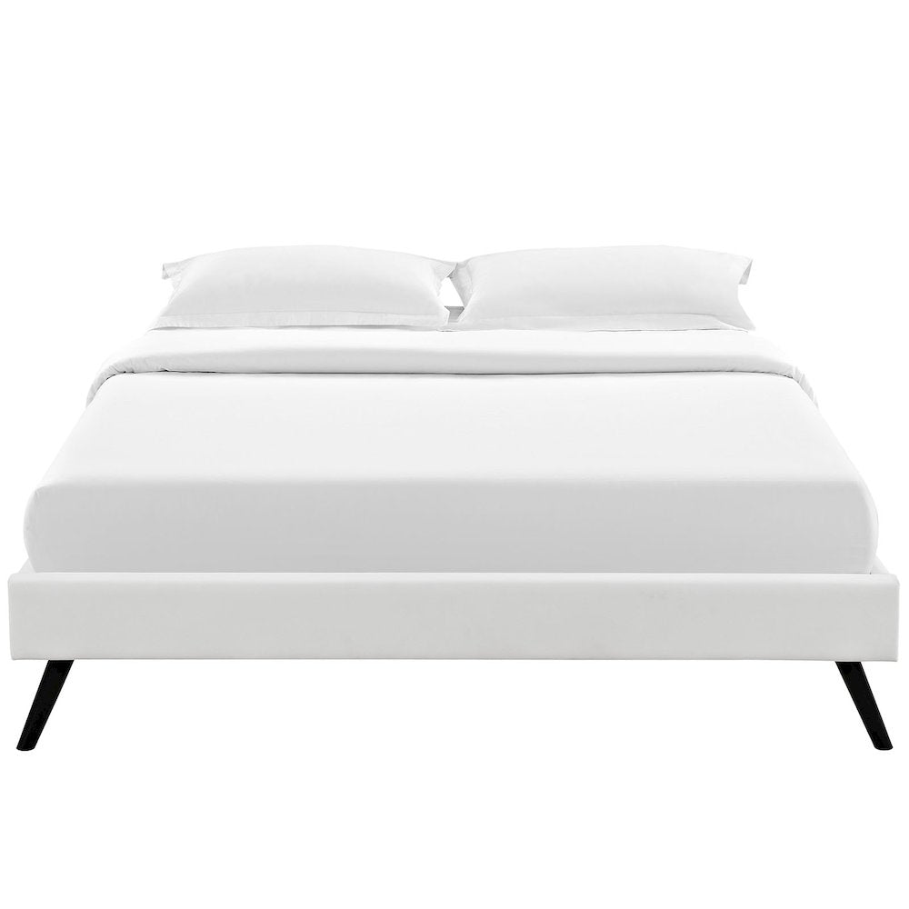 Helen Vinyl Queen Bed Frame with Round Splayed Legs