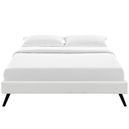 Helen Vinyl Queen Bed Frame with Round Splayed Legs