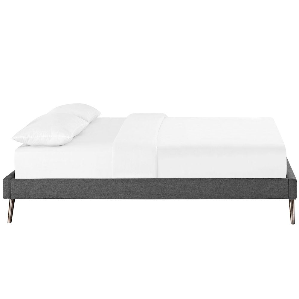 Helen Fabric Queen Bed Frame with Round Splayed Legs