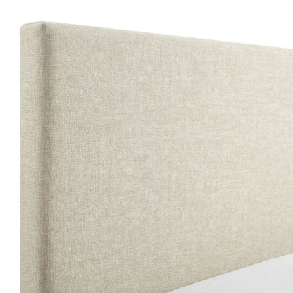 Fabric Upholstered Queen Platform Bed Frame with Headboard with Storage, Beige