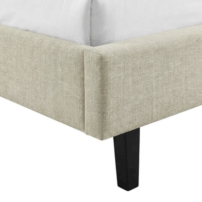 Fabric Upholstered Queen Platform Bed Frame with Headboard with Storage, Beige
