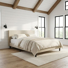 Fabric Upholstered Queen Platform Bed Frame with Headboard with Storage, Beige