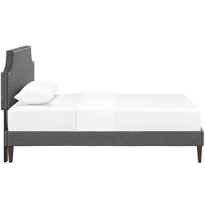 Laura Fabric Twin Platform Bed with Squared Tapered Legs