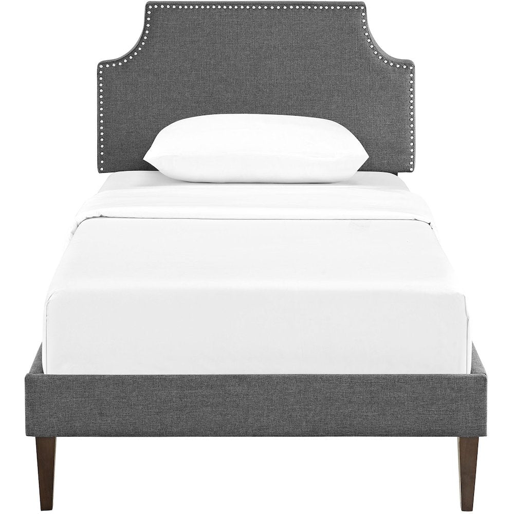 Laura Fabric Twin Platform Bed with Squared Tapered Legs