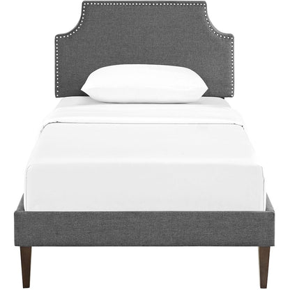 Laura Fabric Twin Platform Bed with Squared Tapered Legs