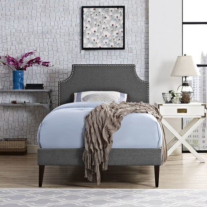 Laura Fabric Twin Platform Bed with Squared Tapered Legs