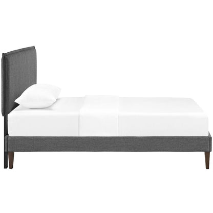 Camille Fabric Twin Platform Bed with Squared Tapered Legs