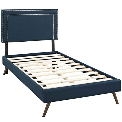 Jessamine Fabric Twin Platform Bed with Round Splayed Legs