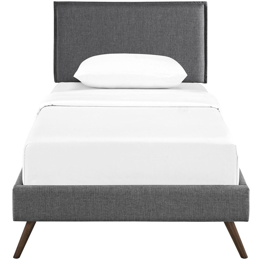 Camille Fabric Twin Platform Bed with Round Splayed Legs