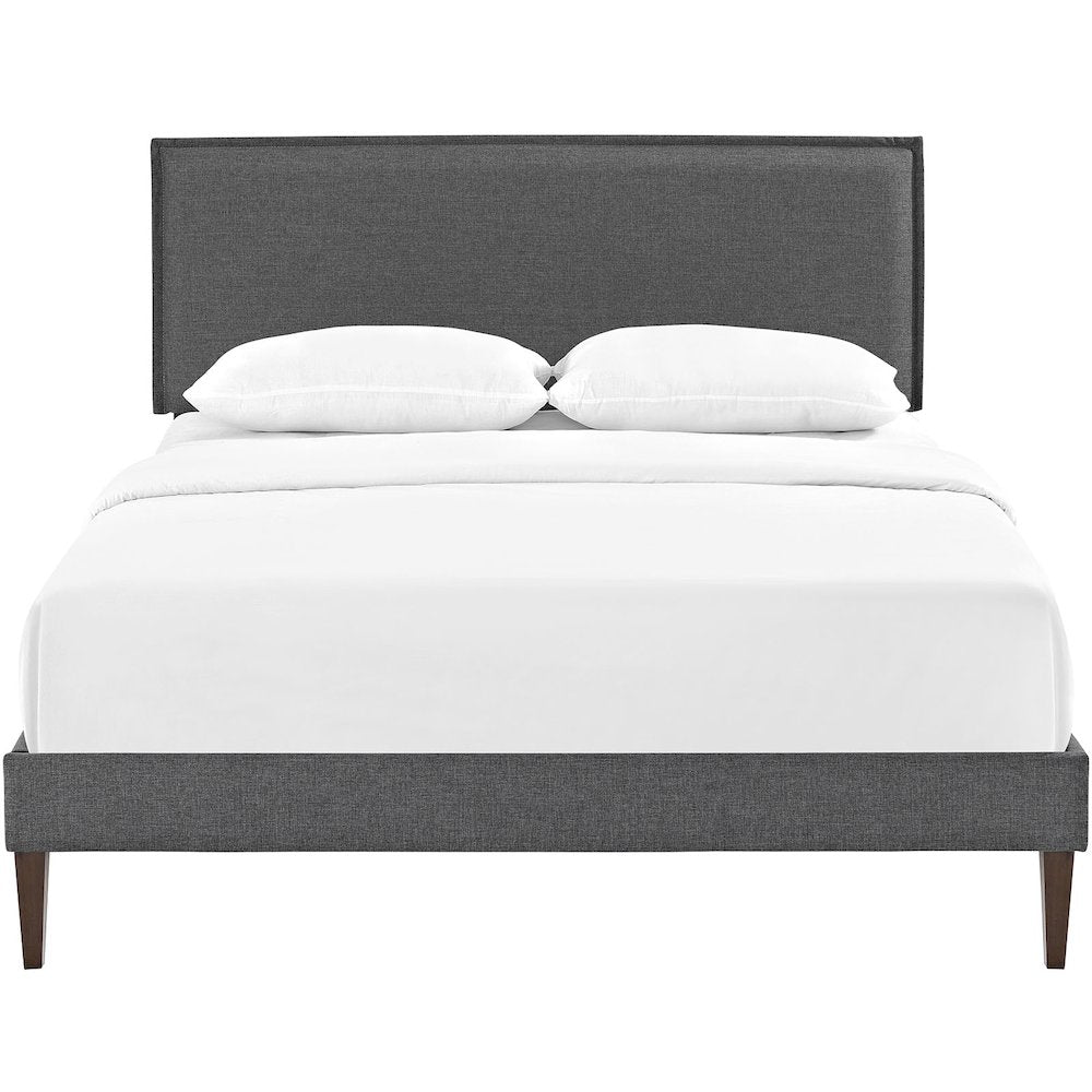 Camille Fabric Full Platform Bed with Squared Tapered Legs