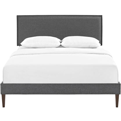 Camille Fabric Full Platform Bed with Squared Tapered Legs