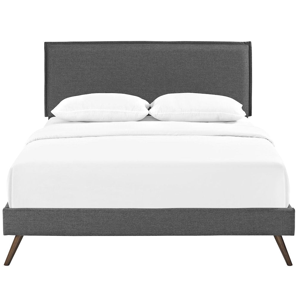 Camille Fabric Queen Platform Bed with Round Splayed Legs