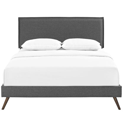 Camille Fabric Queen Platform Bed with Round Splayed Legs