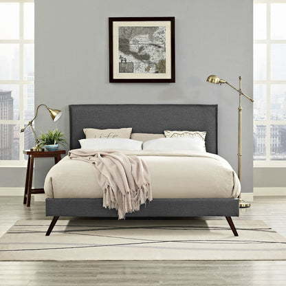 Camille Fabric Queen Platform Bed with Round Splayed Legs