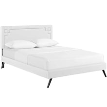Josie Vinyl Queen Platform Bed with Round Splayed Legs