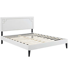 Josie Vinyl Queen Platform Bed with Squared Tapered Legs