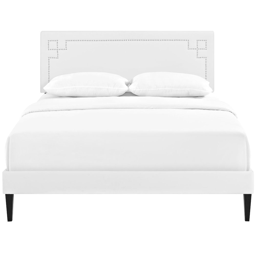 Josie Vinyl Queen Platform Bed with Squared Tapered Legs