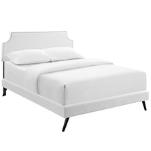 Laura Vinyl Queen Platform Bed with Round Splayed Legs